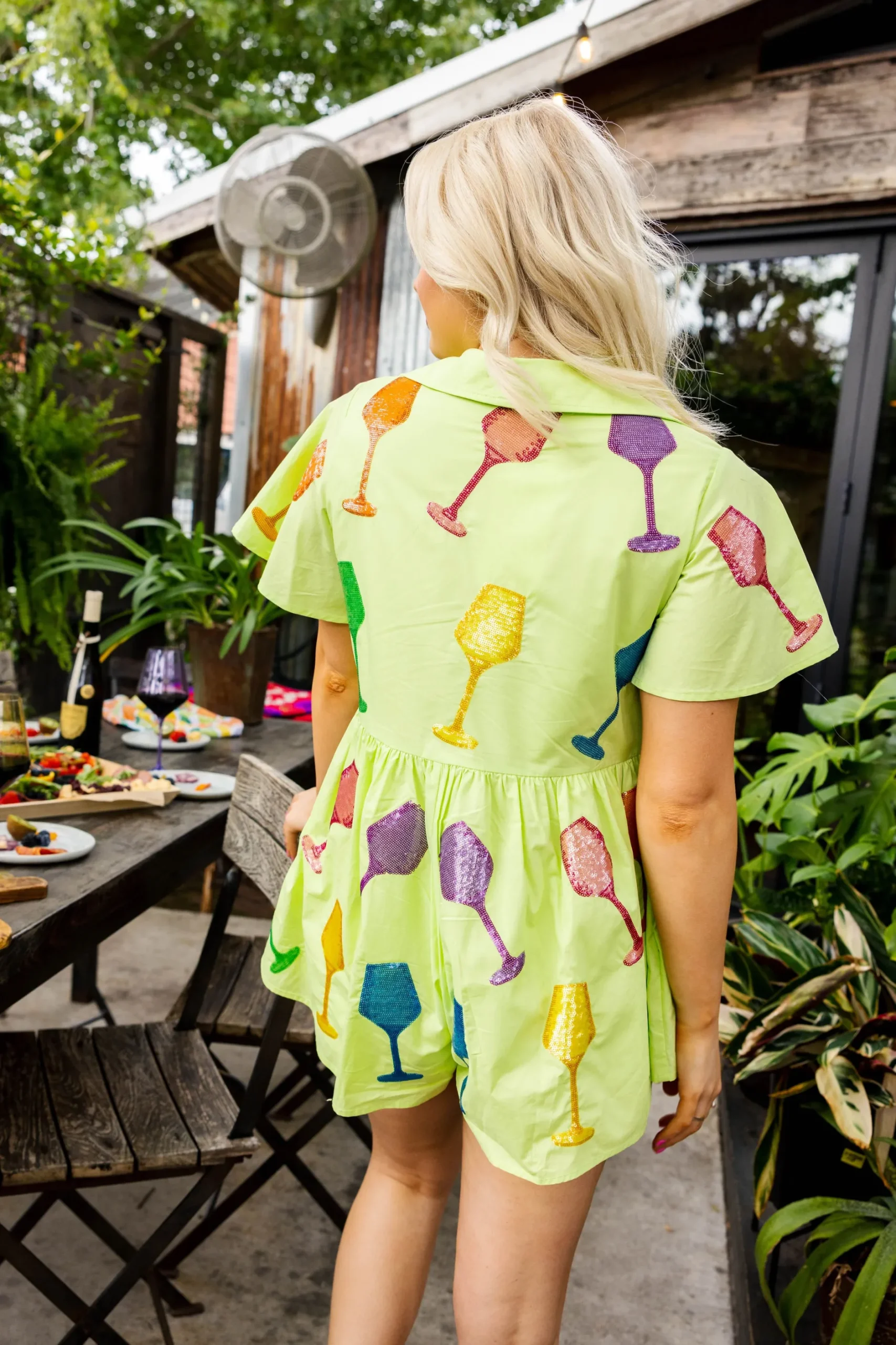 Outlet Queen Of Sparkles Wine Romper Lime Green