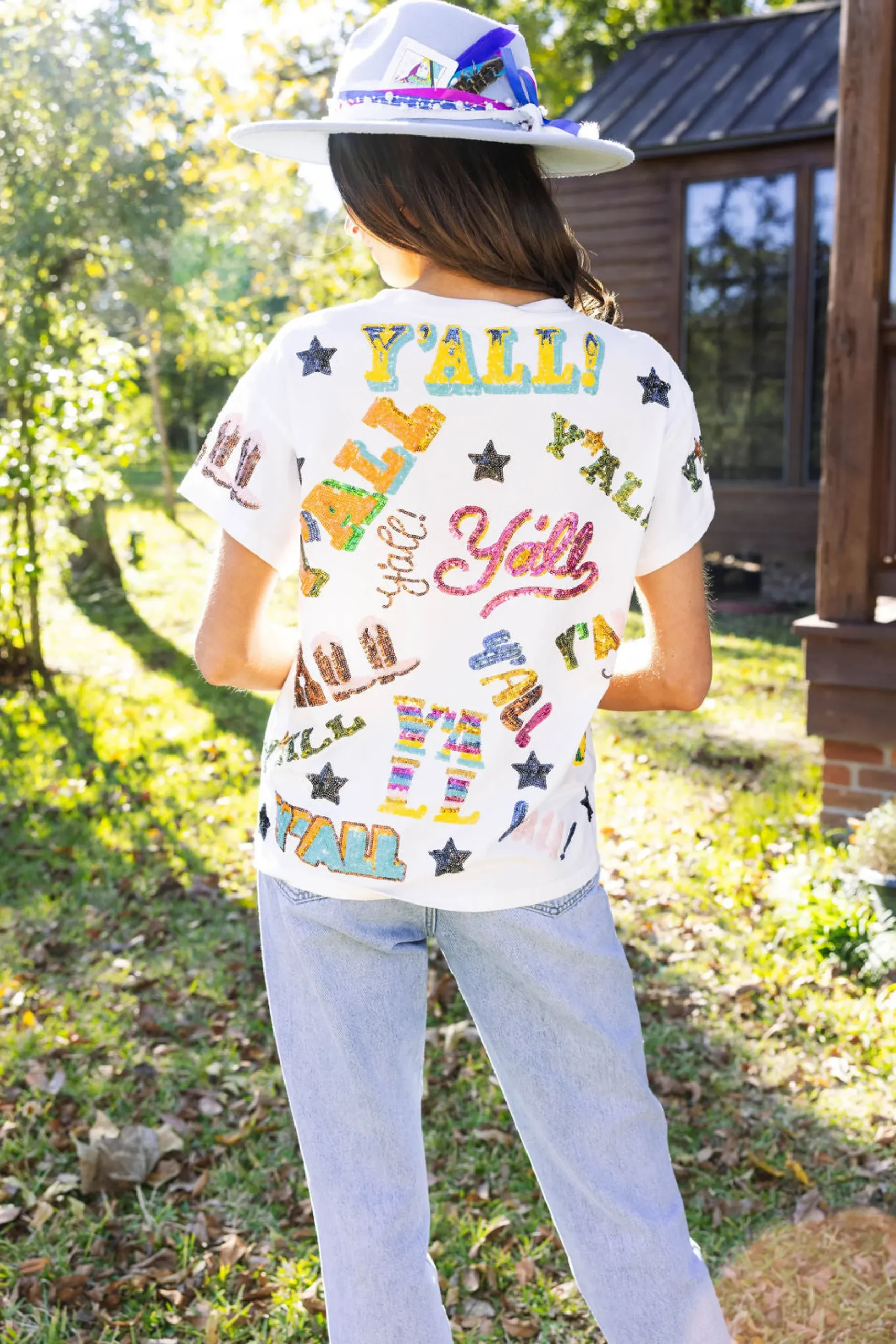 Sale Queen Of Sparkles Y'All All Over Tee White