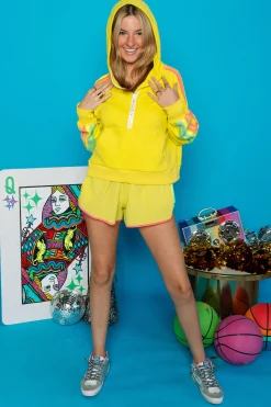 Sale Queen Of Sparkles Yellow Rainbow Side Half Zip Sweatshirt