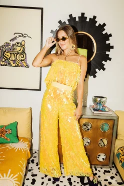 Shop Queen Of Sparkles Yellow Rectangle Sequin Tank