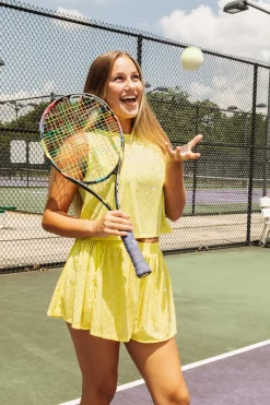 Clearance Queen Of Sparkles Yellow Rhinestone Active Tank