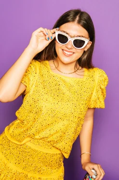Hot Queen Of Sparkles Yellow Rhinestone Skirt