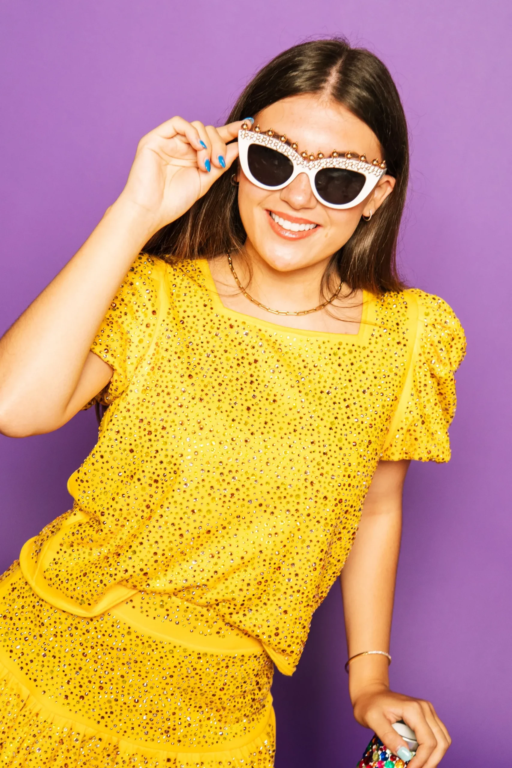 Hot Queen Of Sparkles Yellow Rhinestone Skirt