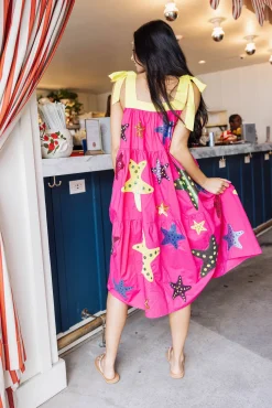 Cheap Queen Of Sparkles Yellow Tie Starfish Maxi Dress Pink